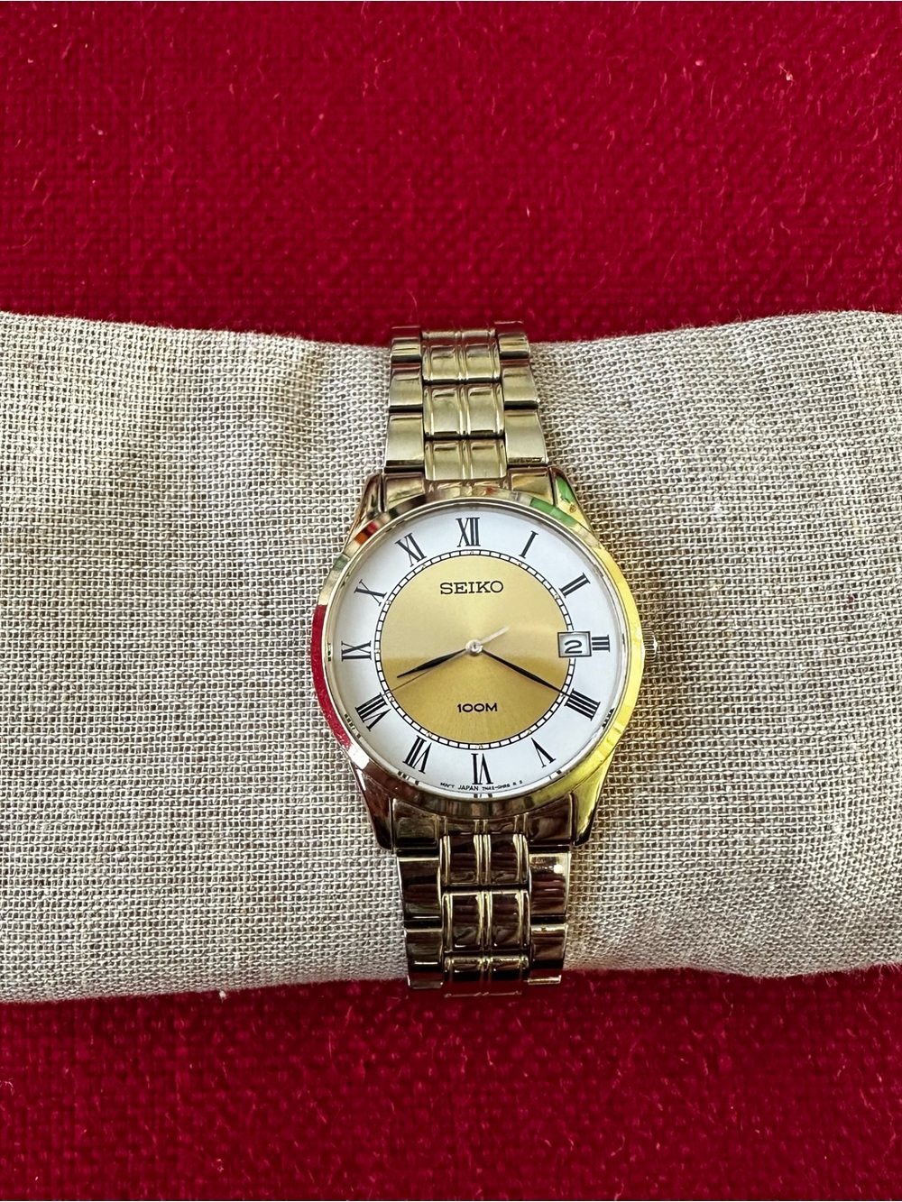 Seiko Gold and White Dial Roman Numeral Bracelet Watch - Picture 2 of 3